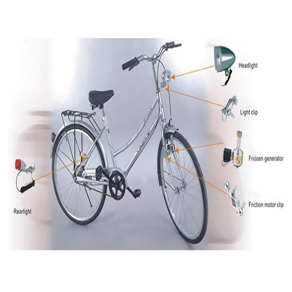 Bike Dynamo Light - Friction Generator Dynamo Headlight Tail Light